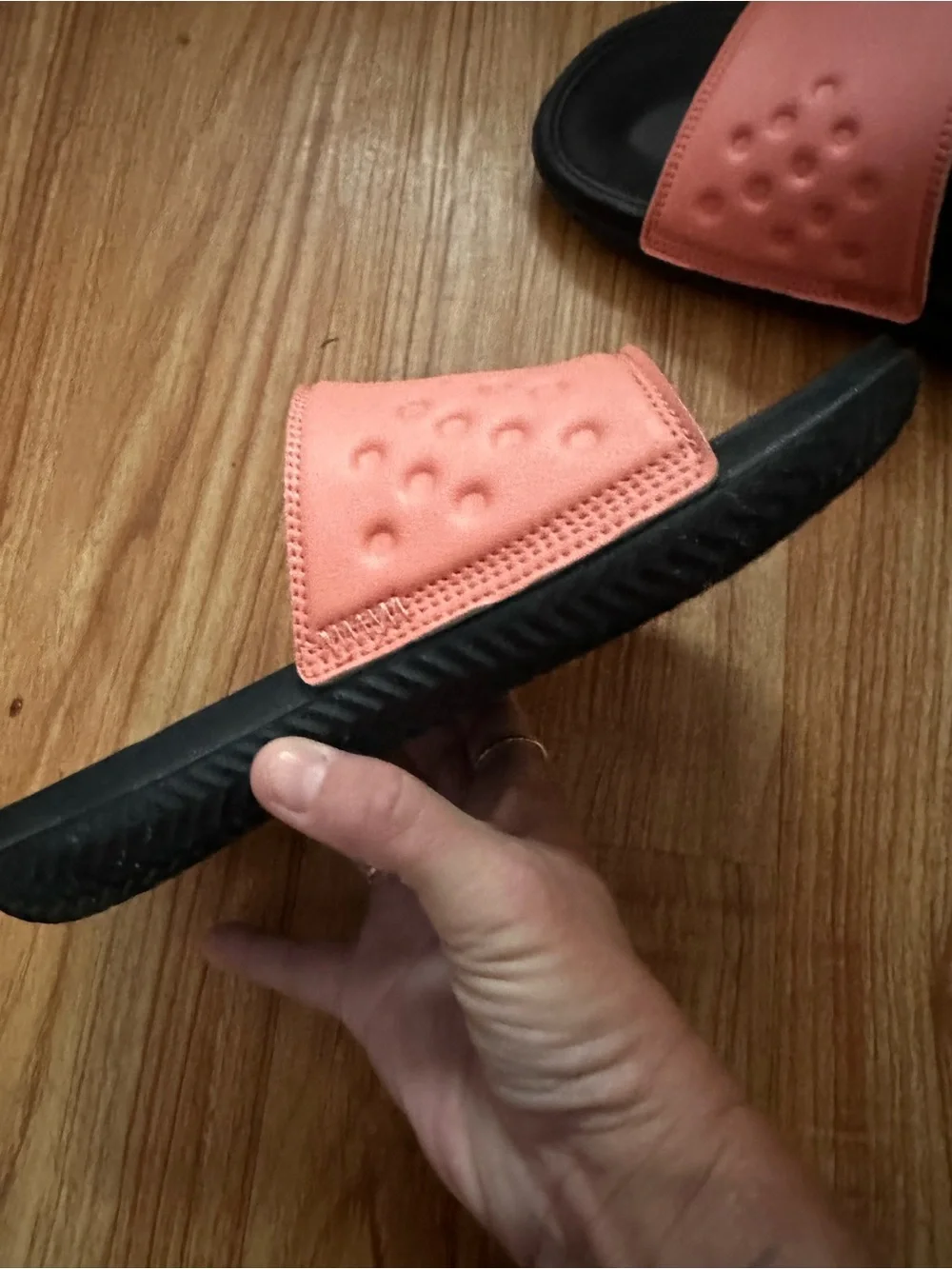 Jordan Peach and Black Slide Sandals
